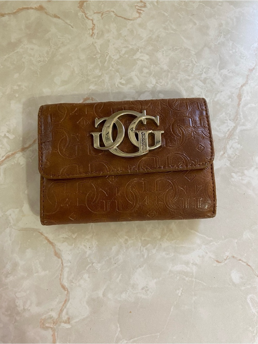 Y2K Guess Brown Wallet with Silver Logo Hardware